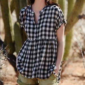 Anthropologie Checked Swing Top